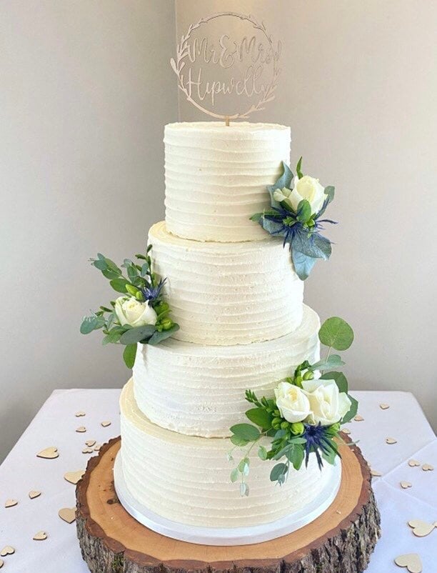 Wooden Mr and Mrs cake topper